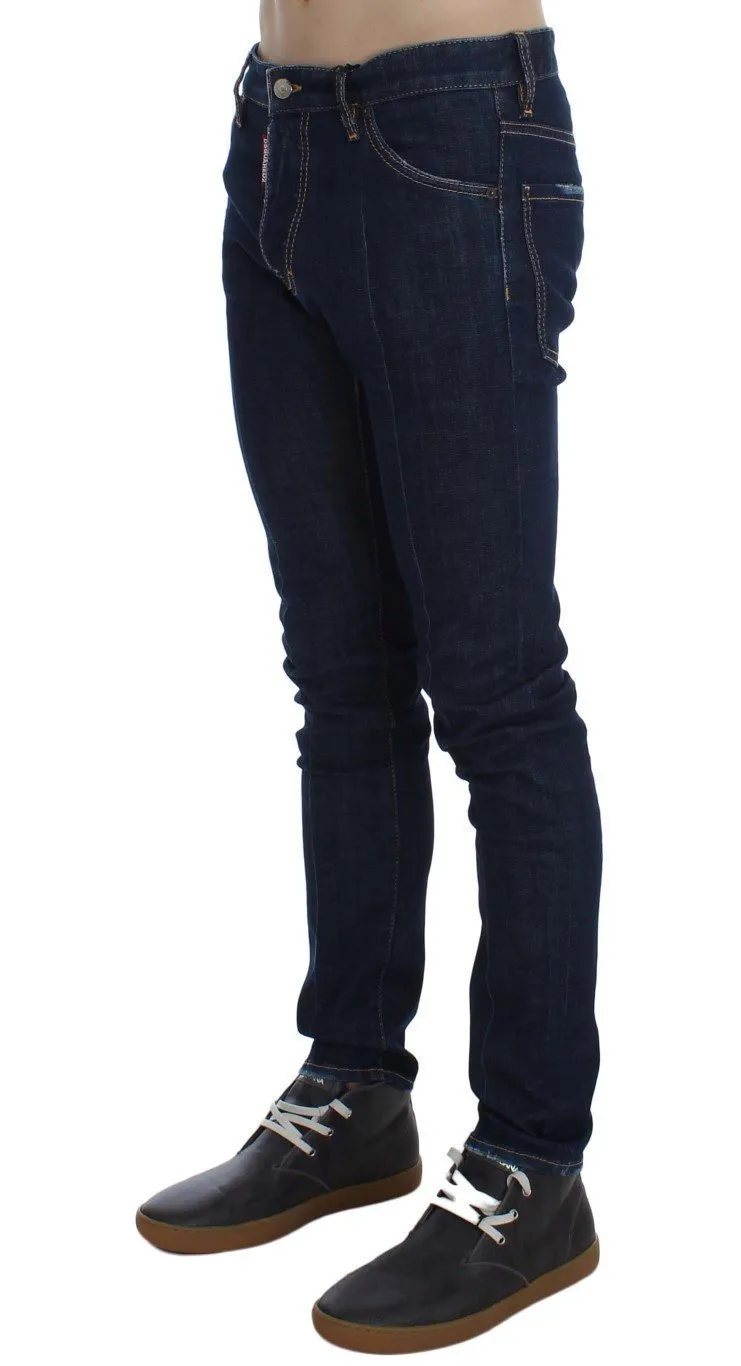 Blue Cotton Stretch Slim Skinny Jeans