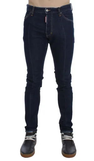 Blue Cotton Stretch Slim Skinny Jeans
