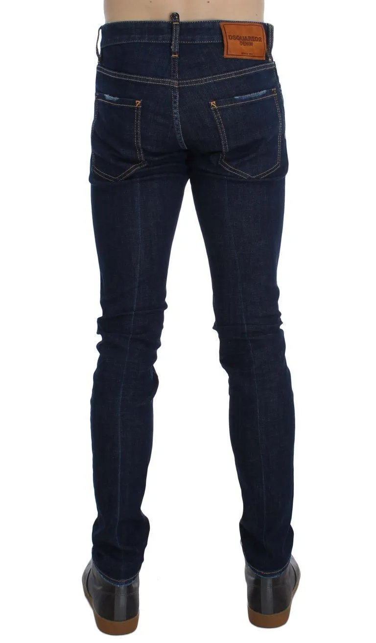 Blue Cotton Stretch Slim Skinny Jeans