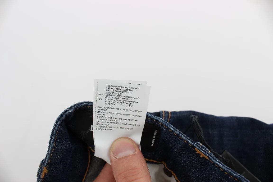 Blue Cotton Stretch Slim Skinny Jeans
