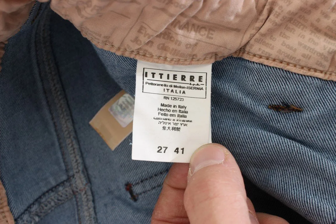 Blue Wash Cotton Blend Slim Fit Cropped Jeans