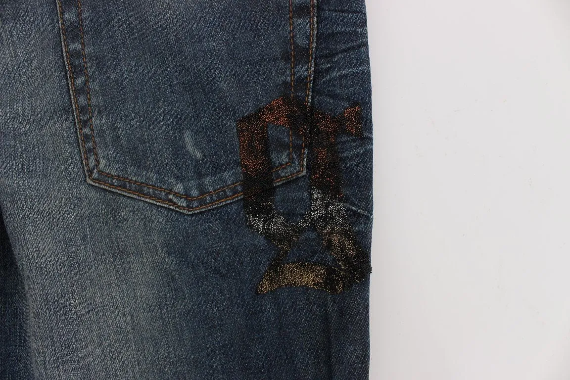 Blue Wash Cotton Blend Slim Fit Jeans
