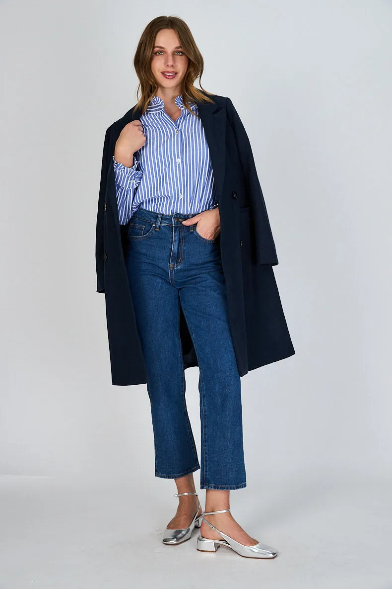 Blusa con Líneas y Vuelos Martina Eclipse