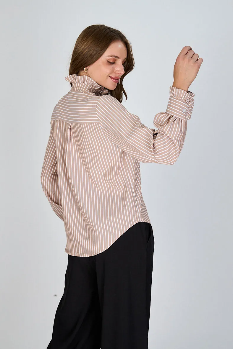 Blusa con Líneas y Vuelos Martina Eclipse