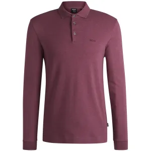 BOSS PADO 30 INTERLOCK-COTTON LONG SLEEVE POLO SHIRT