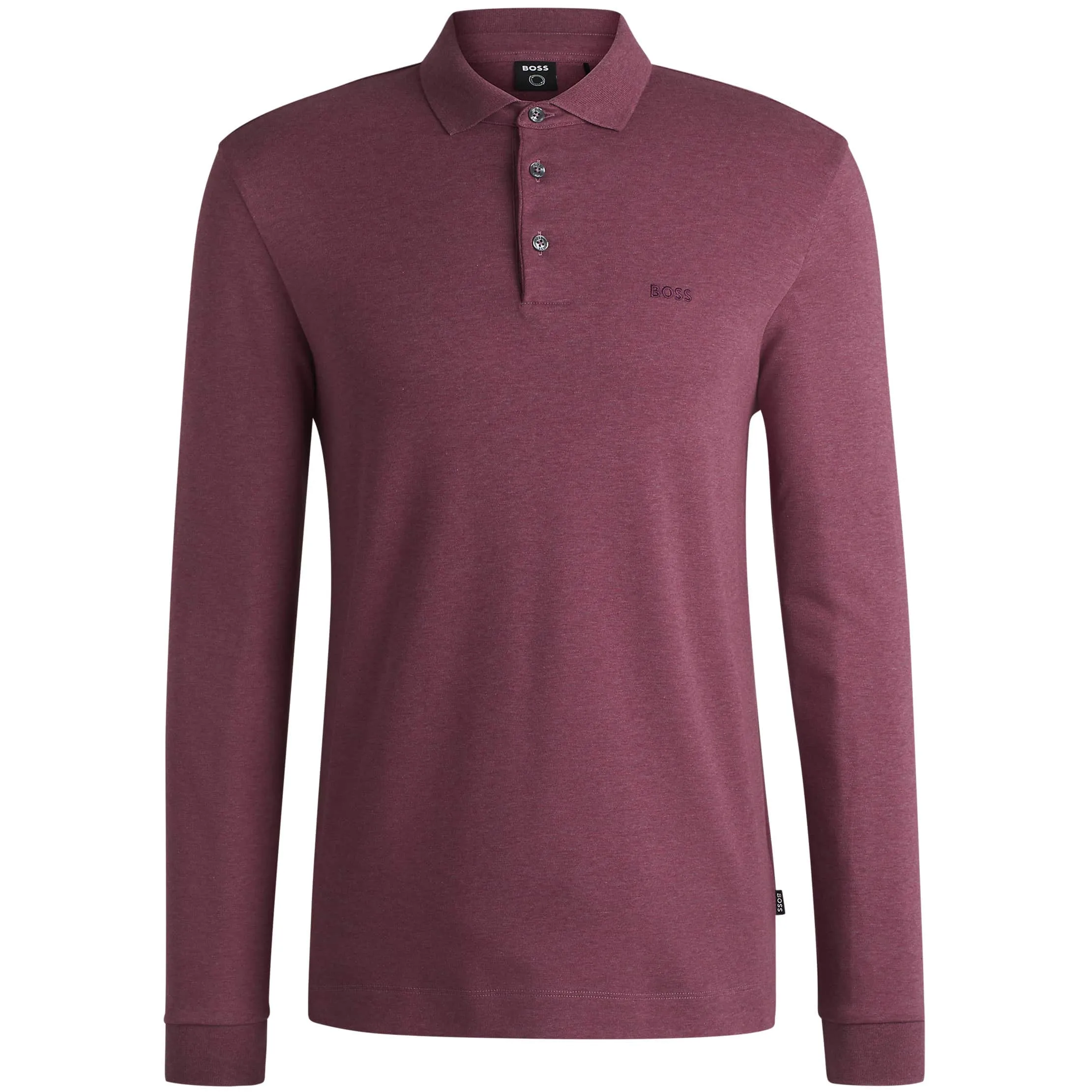 BOSS PADO 30 INTERLOCK-COTTON LONG SLEEVE POLO SHIRT