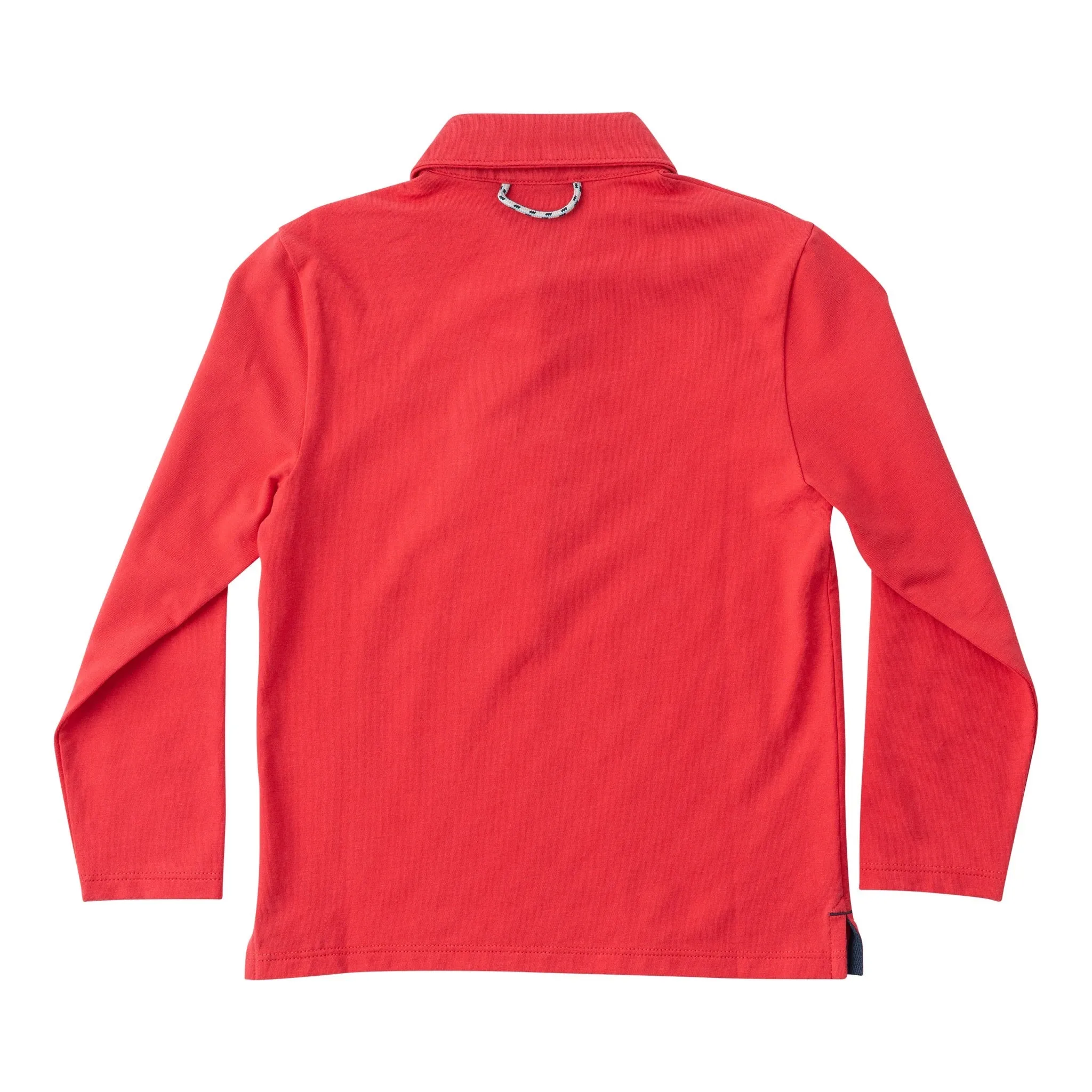 Boys' Too Cool for School Long Sleeve Polo in Winterberry Red