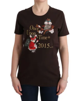 Brown Cotton 2015 Motive T-Shirt