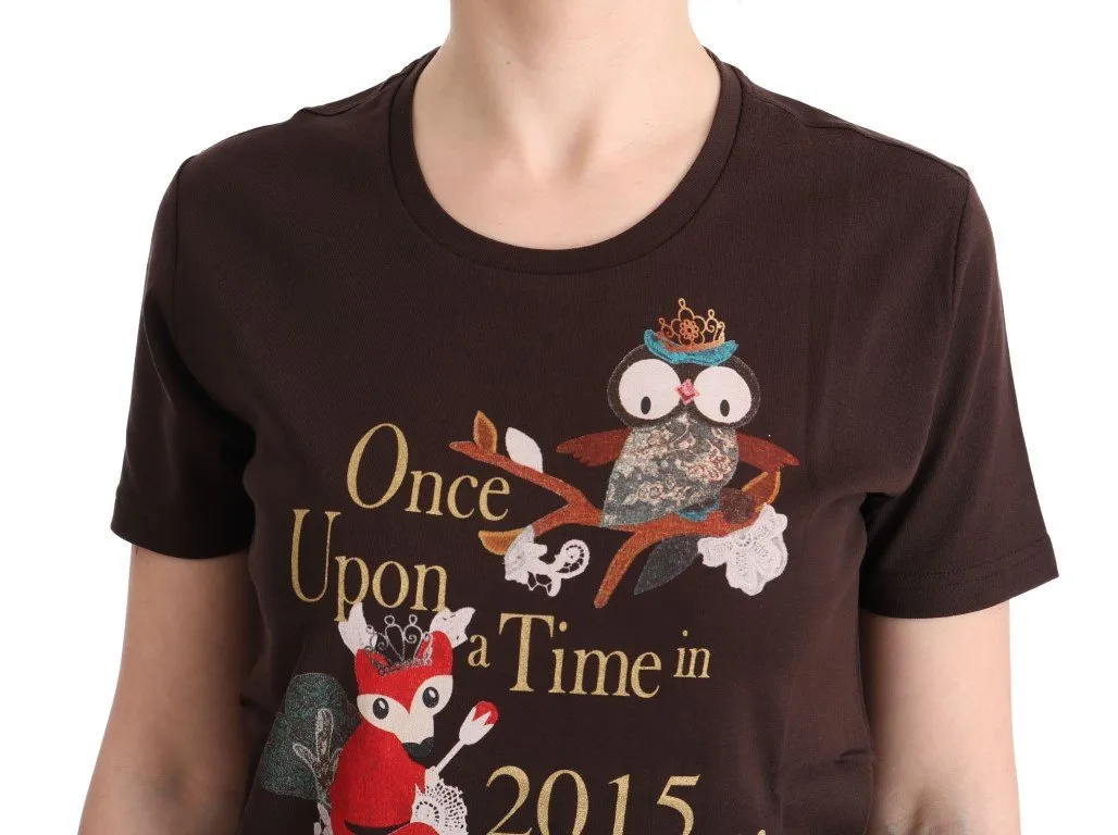 Brown Cotton 2015 Motive T-Shirt