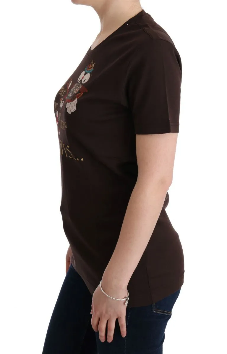 Brown Cotton 2015 Motive T-Shirt