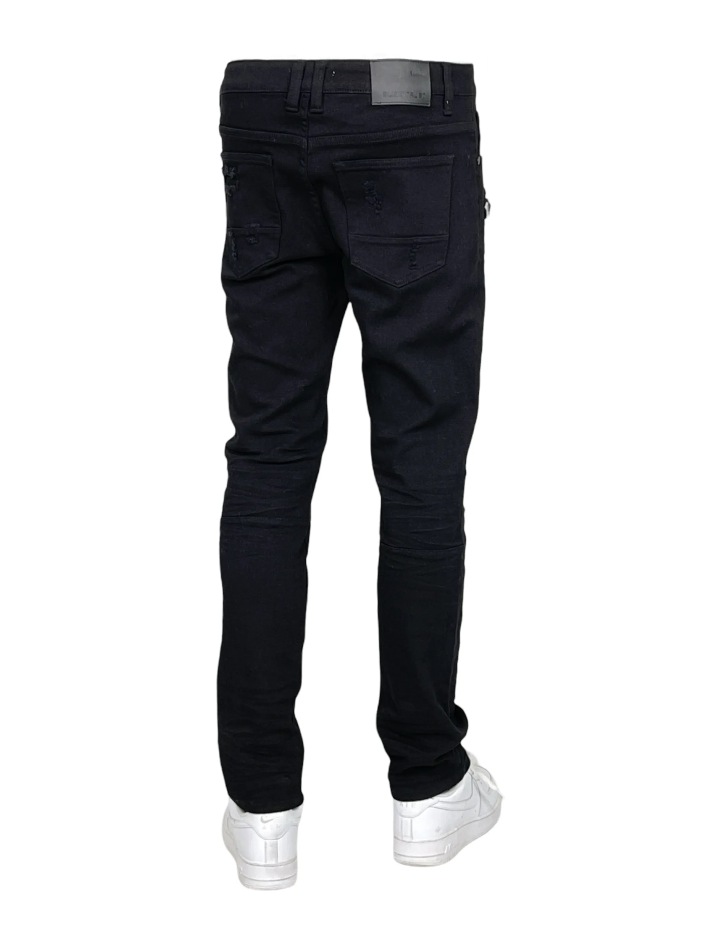 BT-BTP24035X-B&T Slim Fit Rip & Repair Jeans