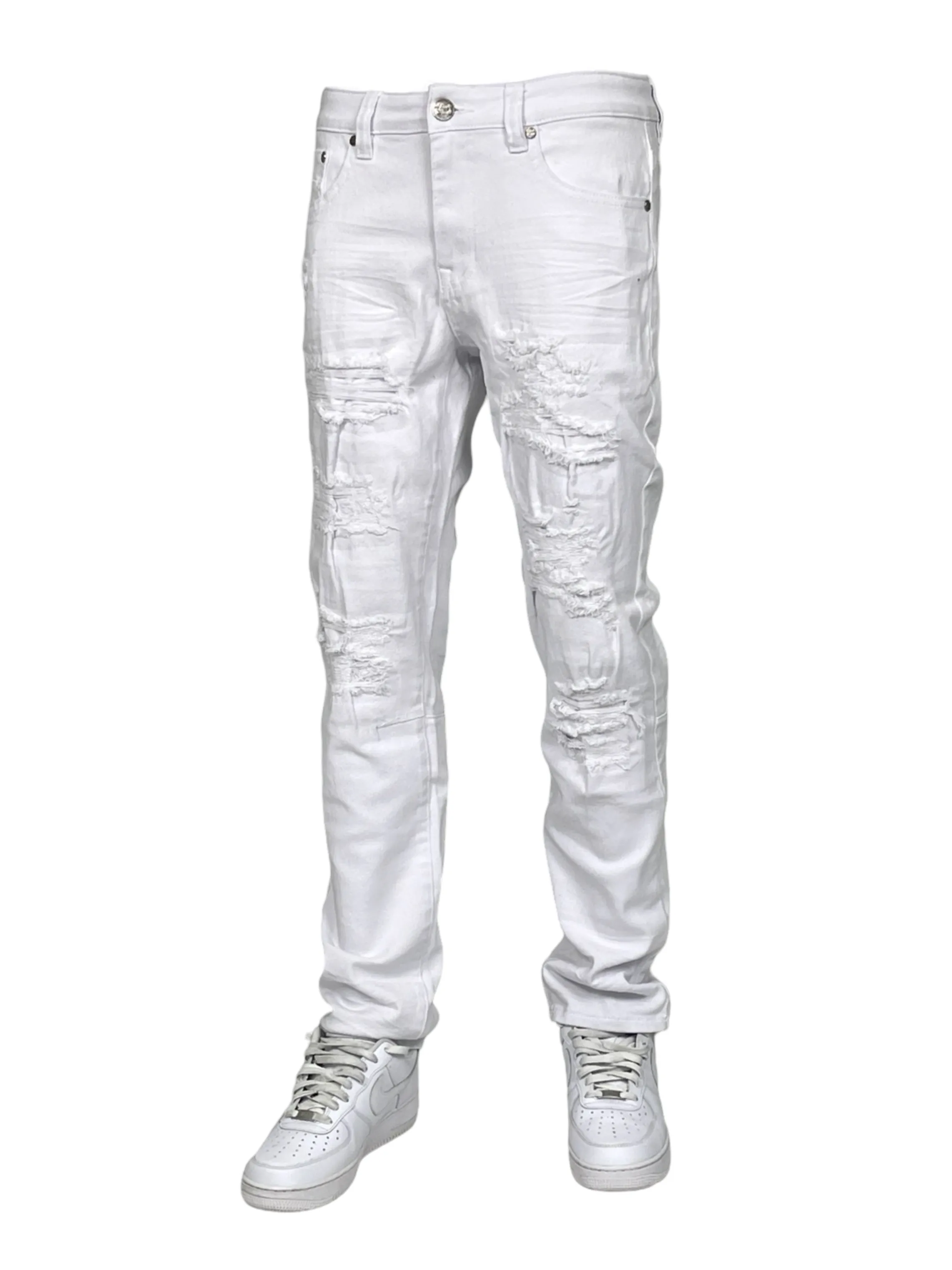 BT-BTP24035X-B&T Slim Fit Rip & Repair Jeans