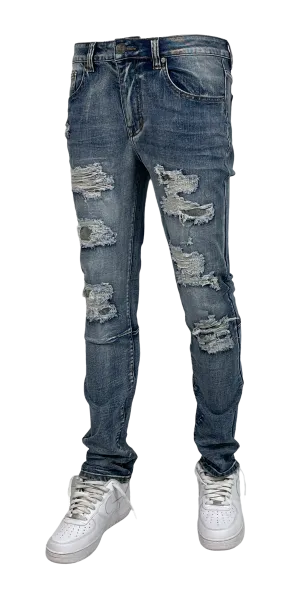 BT-BTP24035X-B&T Slim Fit Rip & Repair Jeans