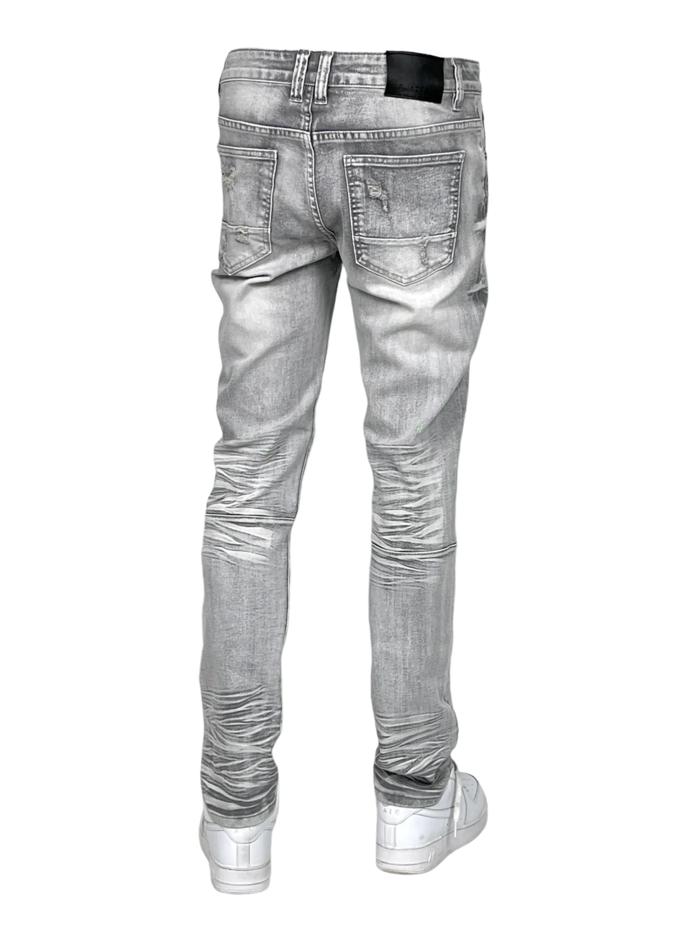 BT-BTP24035X-B&T Slim Fit Rip & Repair Jeans