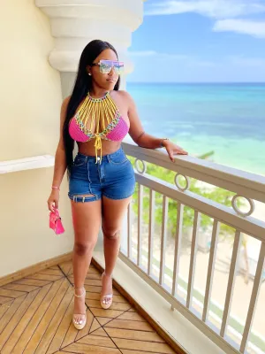 Buckle Denim Shorts