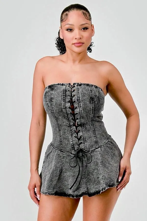 “Buttercups” Denim Tube Dress