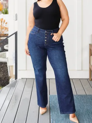 Button It Straight Leg Jean by Judy Blue