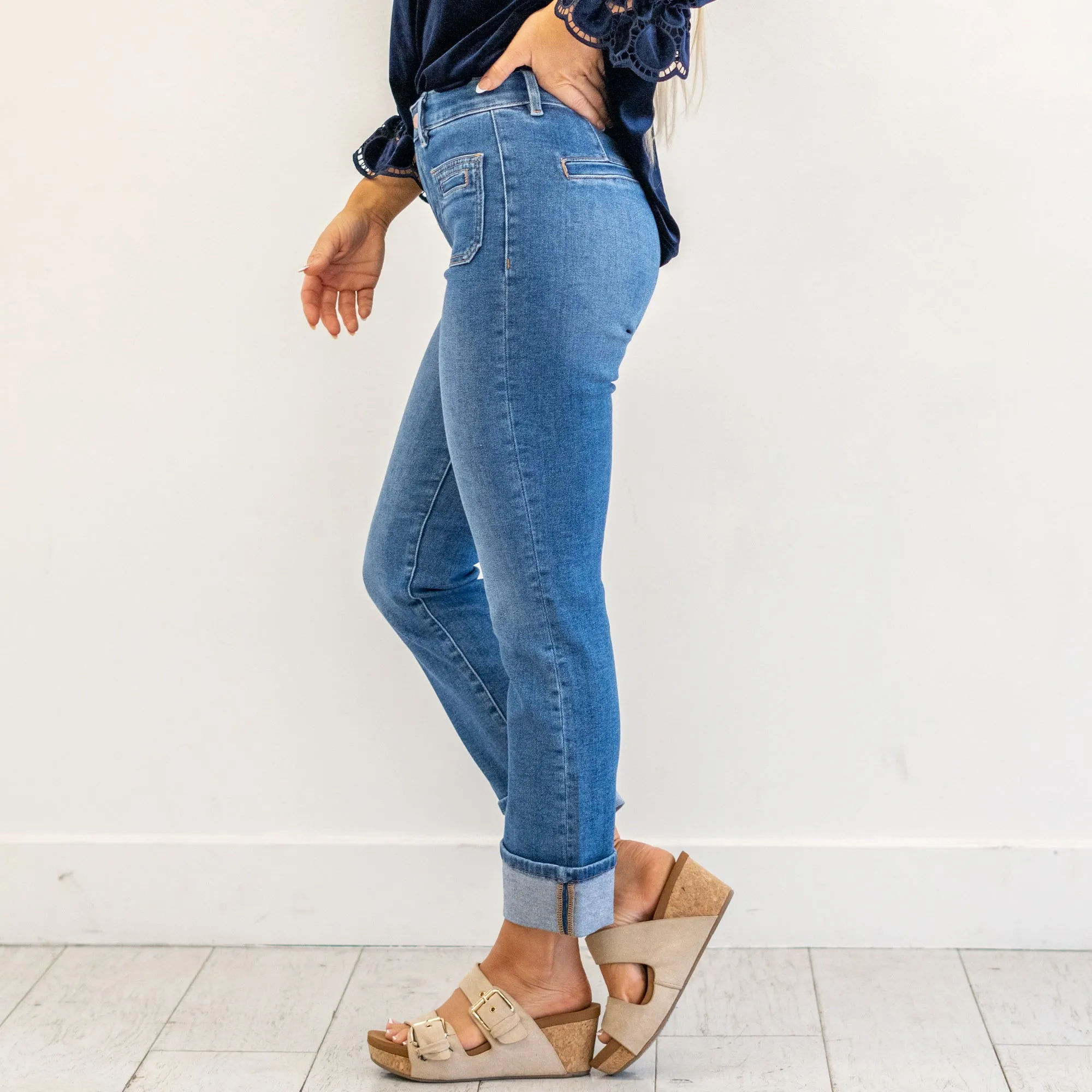 Carolina High Rise Cuffed Straight Leg