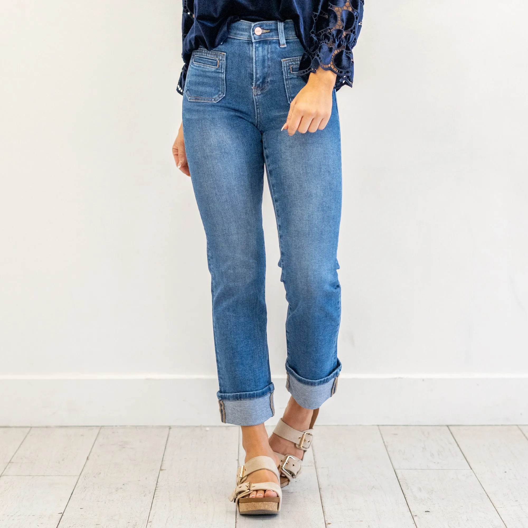 Carolina High Rise Cuffed Straight Leg
