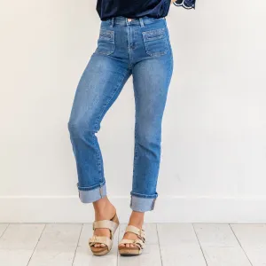 Carolina High Rise Cuffed Straight Leg
