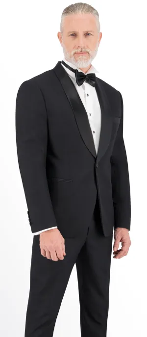 Charcoal Black with Rust Self Stripe Regular Tuxedo