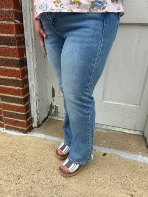Charlize Straight Leg Denim: Medium Wash