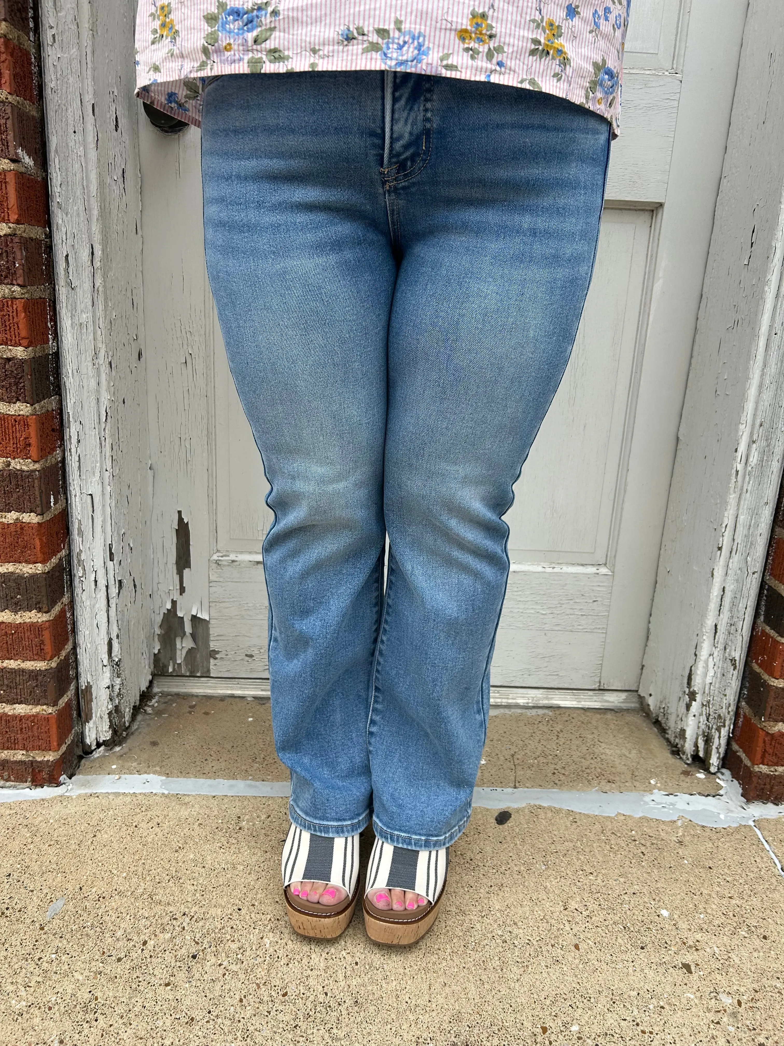 Charlize Straight Leg Denim: Medium Wash