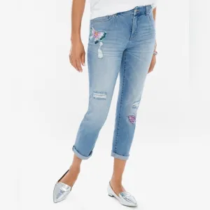 Chico's So Slimming Painted Butterfly Girlfriend Crop Ankle Jeans, 0.5(S/6) -EUC