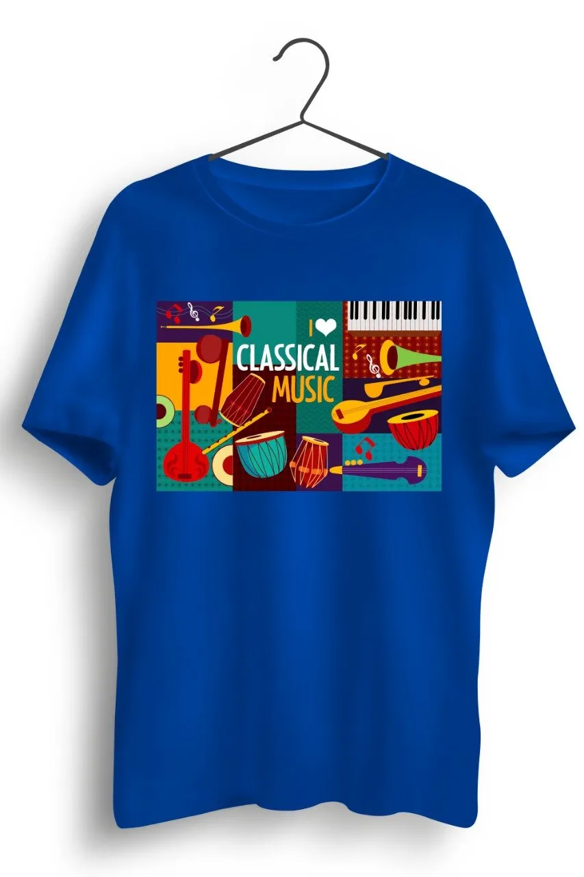 Classical Music Graphic Printed Blue Tshirt