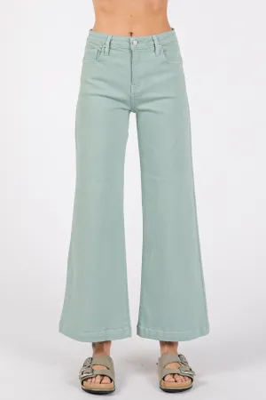 Cloud Stone High Waist Wide Leg LTJ Jeans in Sage/Opal