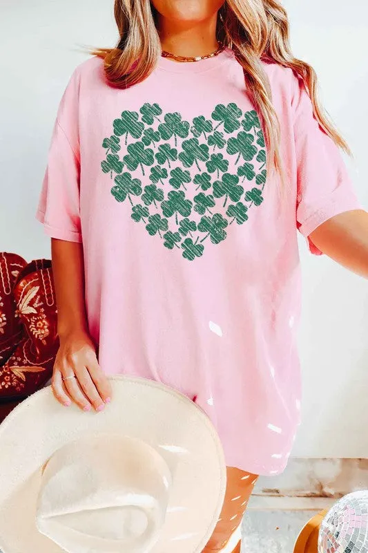 CLOVER HEART ST PATRICKS GRAPHIC TEE
