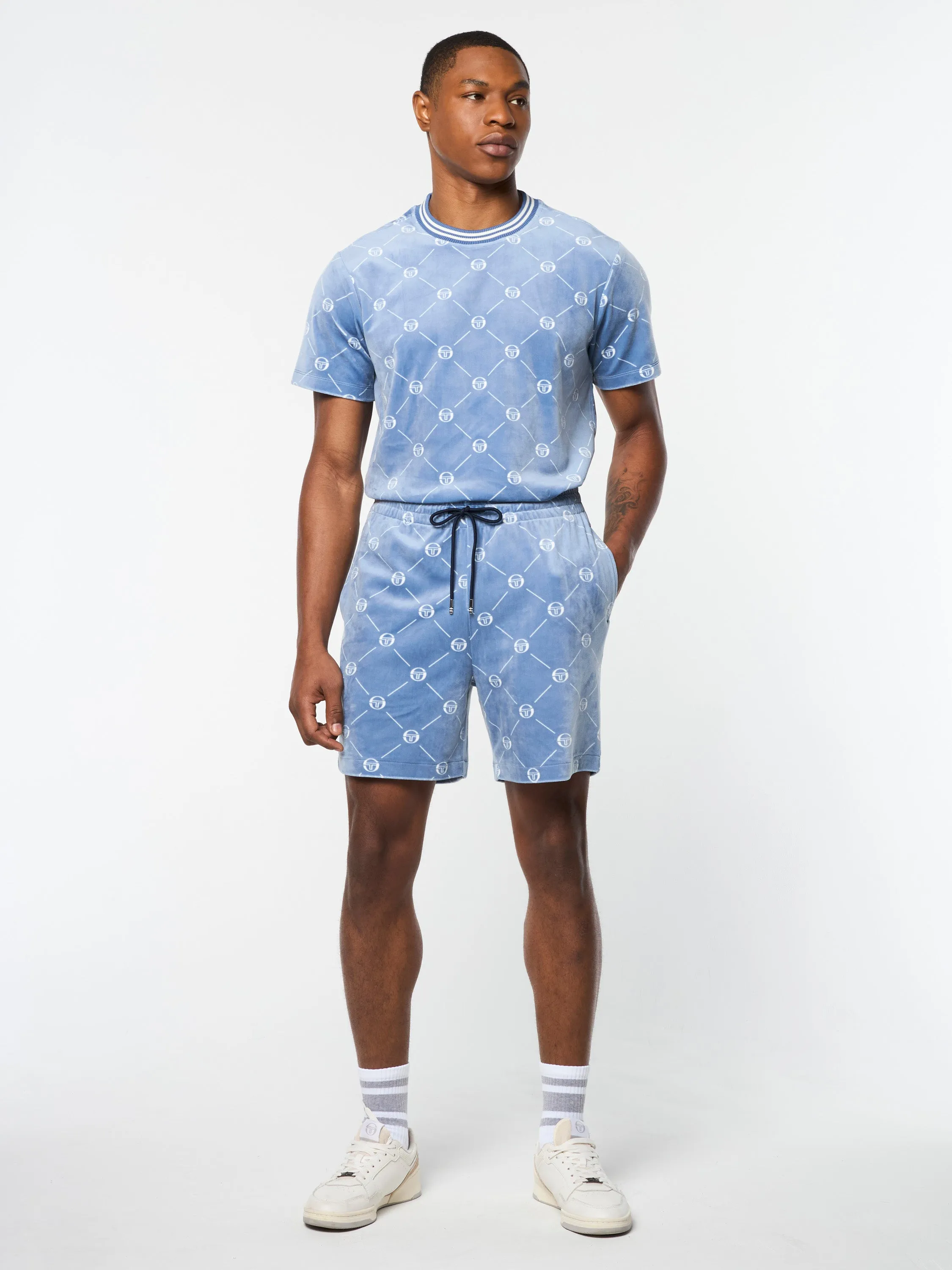 Cosimo Velour Short- Faded Denim