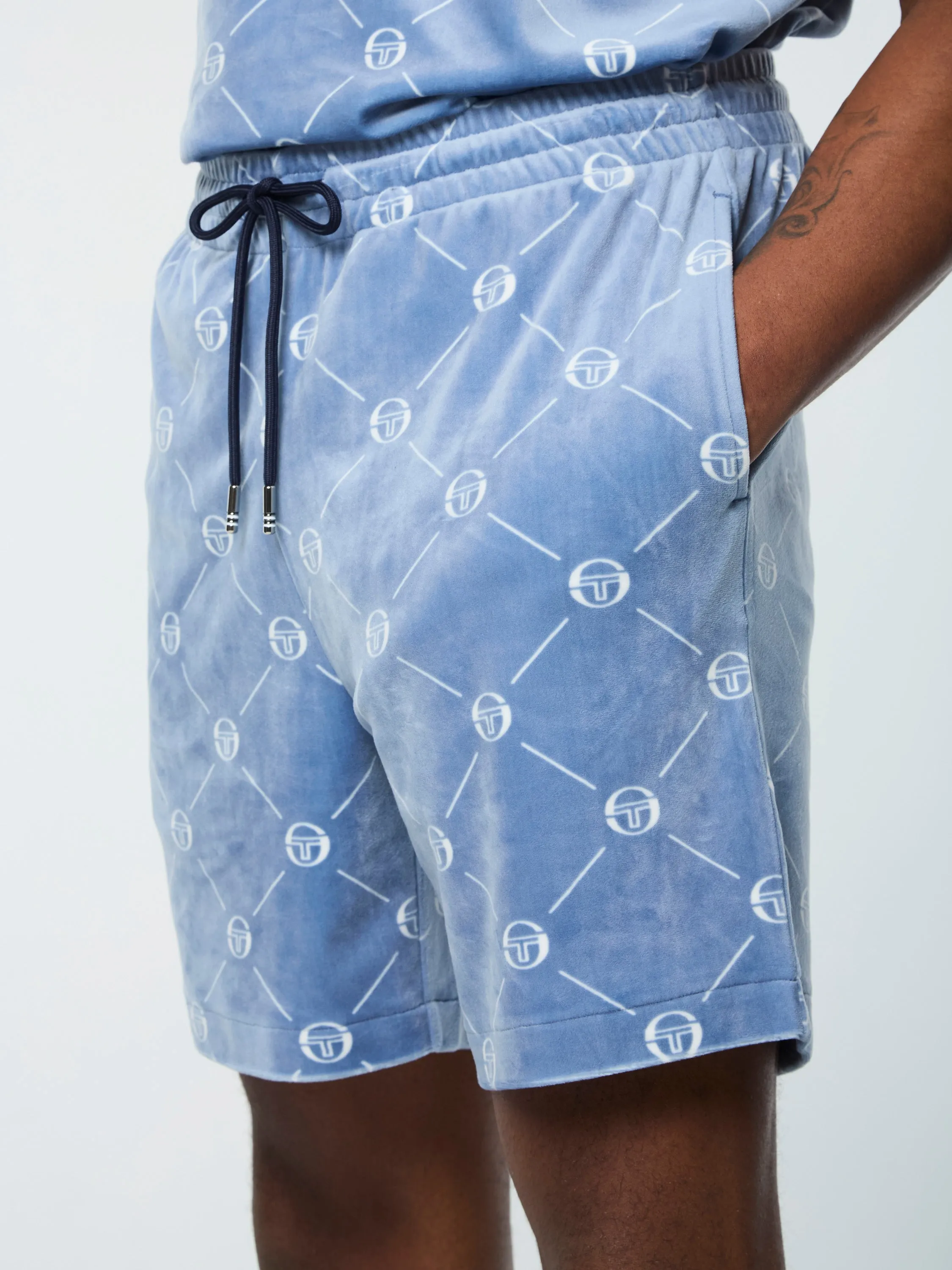 Cosimo Velour Short- Faded Denim
