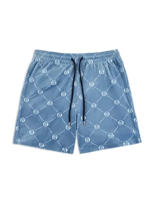Cosimo Velour Short- Faded Denim
