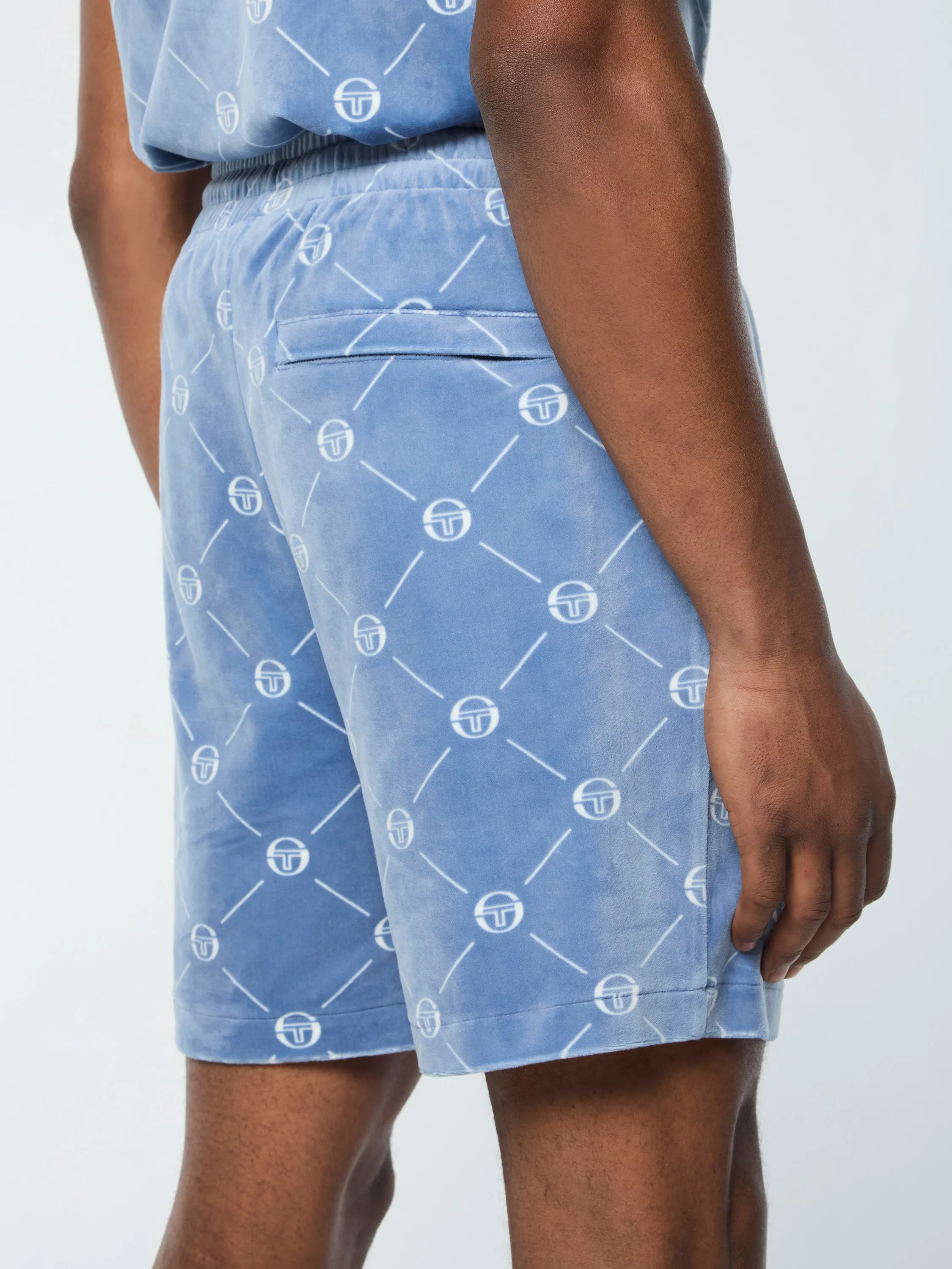 Cosimo Velour Short- Faded Denim