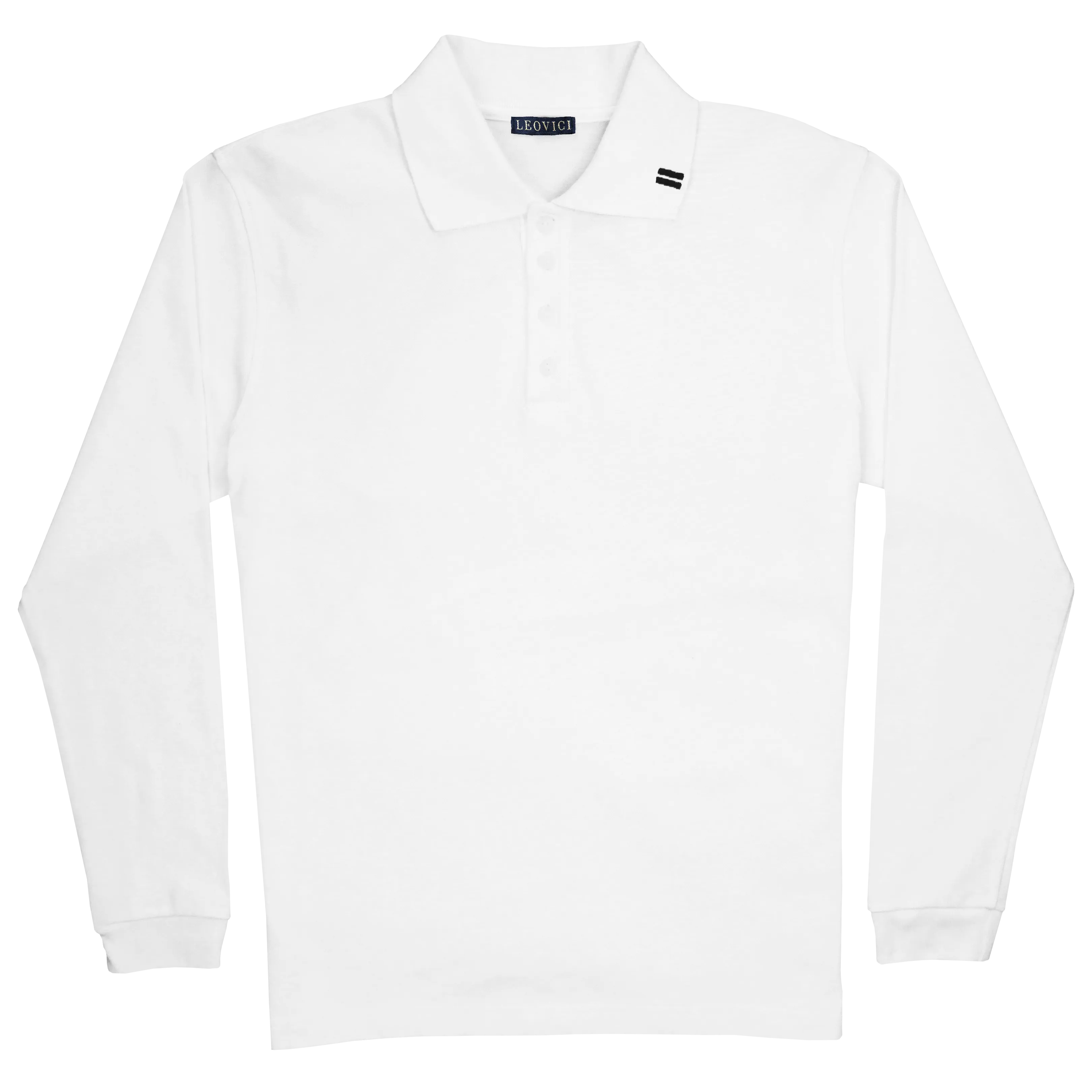 Cotton Polo - Long Sleeve - White