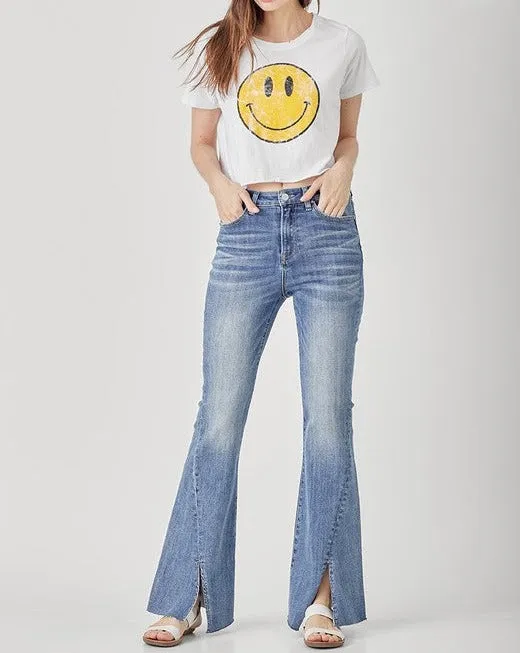 CURVY HR TWISTED HEM FLARE JEAN BY RISEN