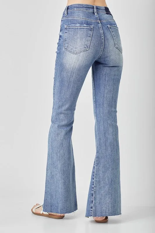 CURVY HR TWISTED HEM FLARE JEAN BY RISEN