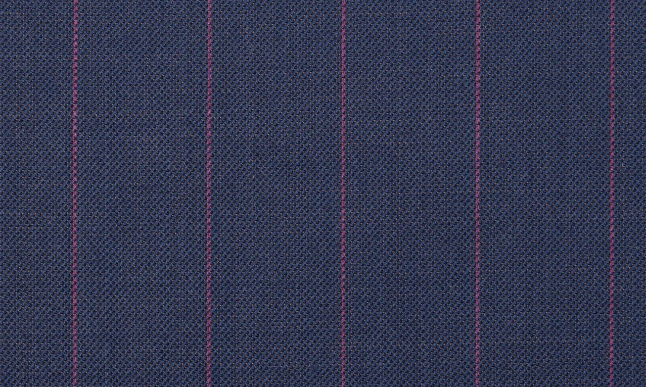 Dark Mauve Blue with Pink Stripe Long Double Breast Suit