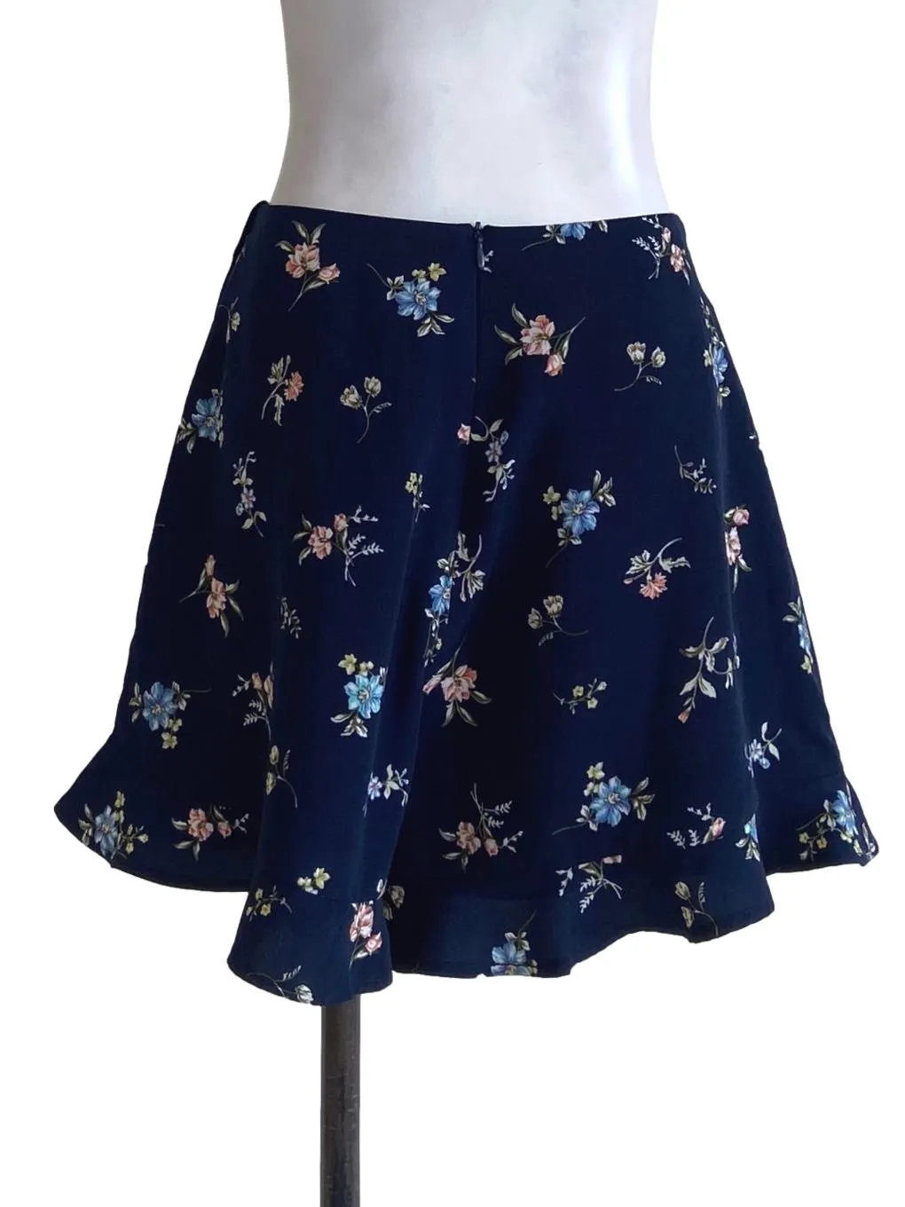 Denim Blue Flower Draped Skorts