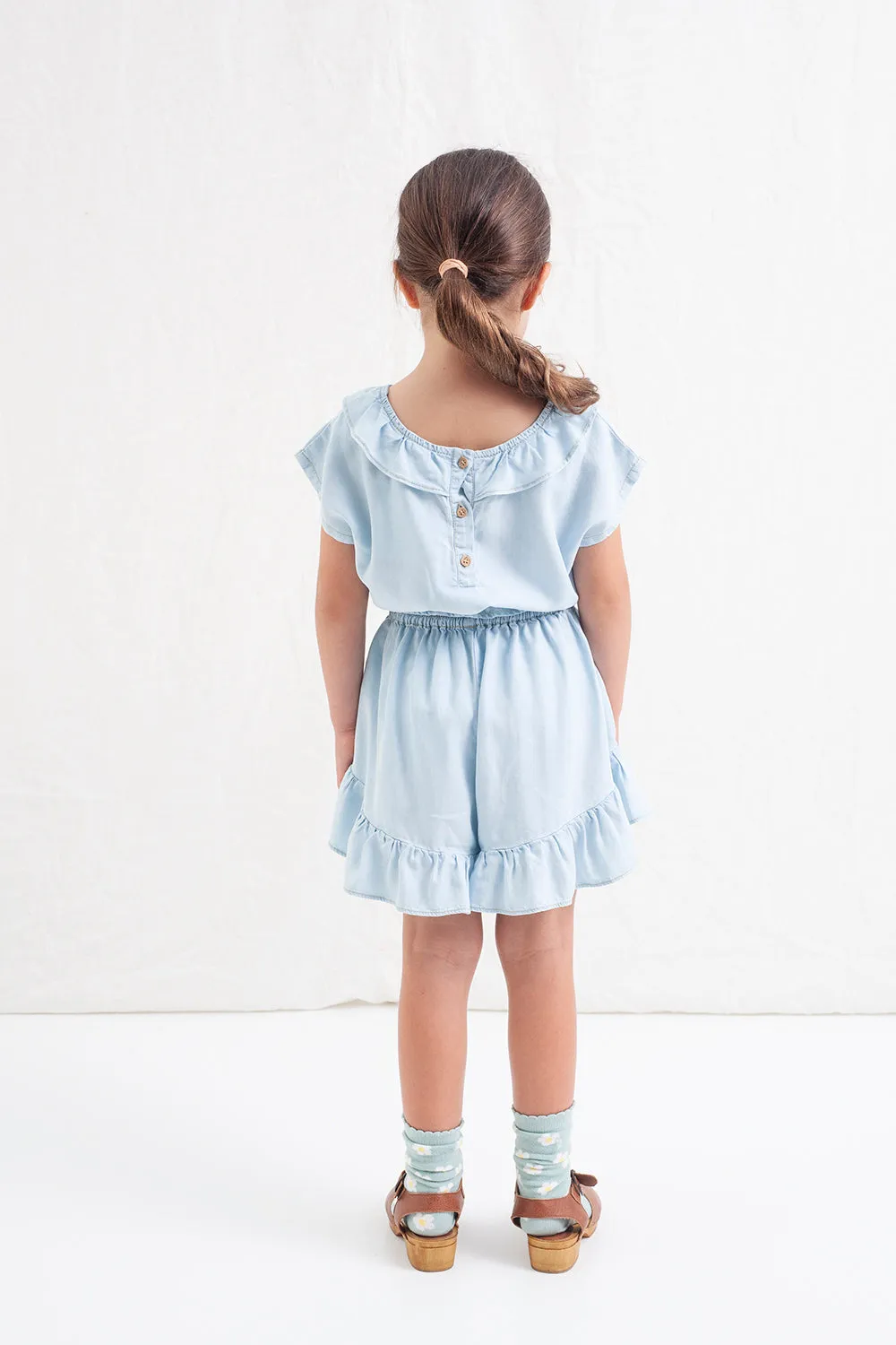 Denim Ruffled Shorts