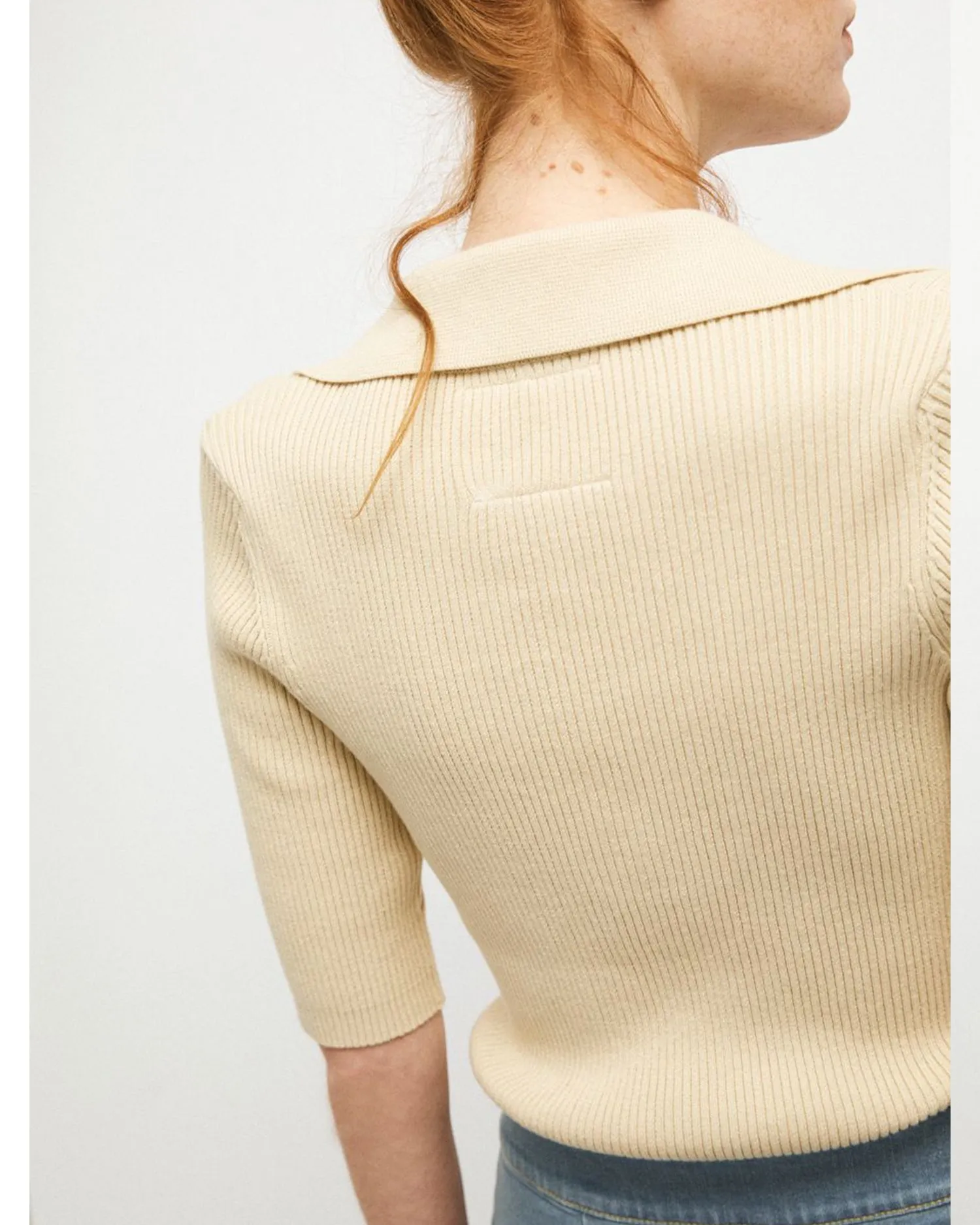 Devota knit polo in beige