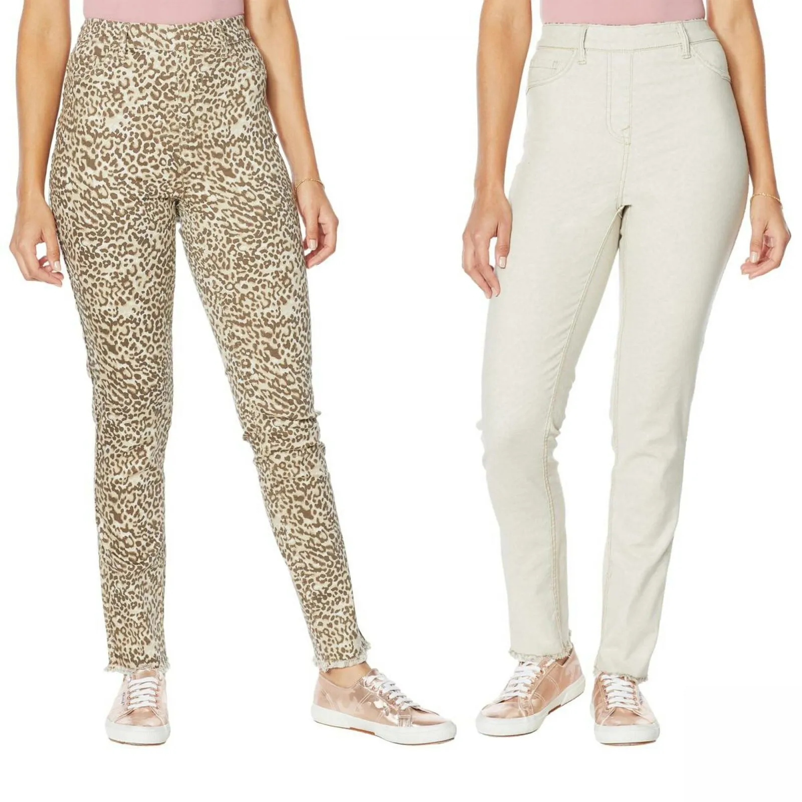 DG2 by Diane Gilman Women's Plus Size Reversible Twill Pull On Skinny Jeans