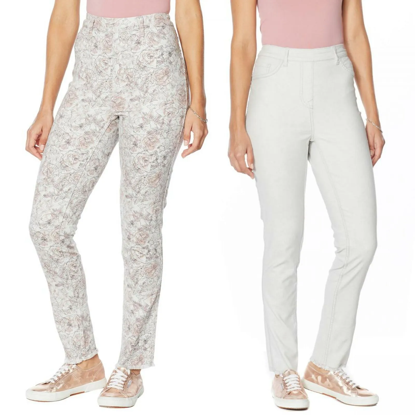 DG2 by Diane Gilman Women's Plus Size Reversible Twill Pull On Skinny Jeans