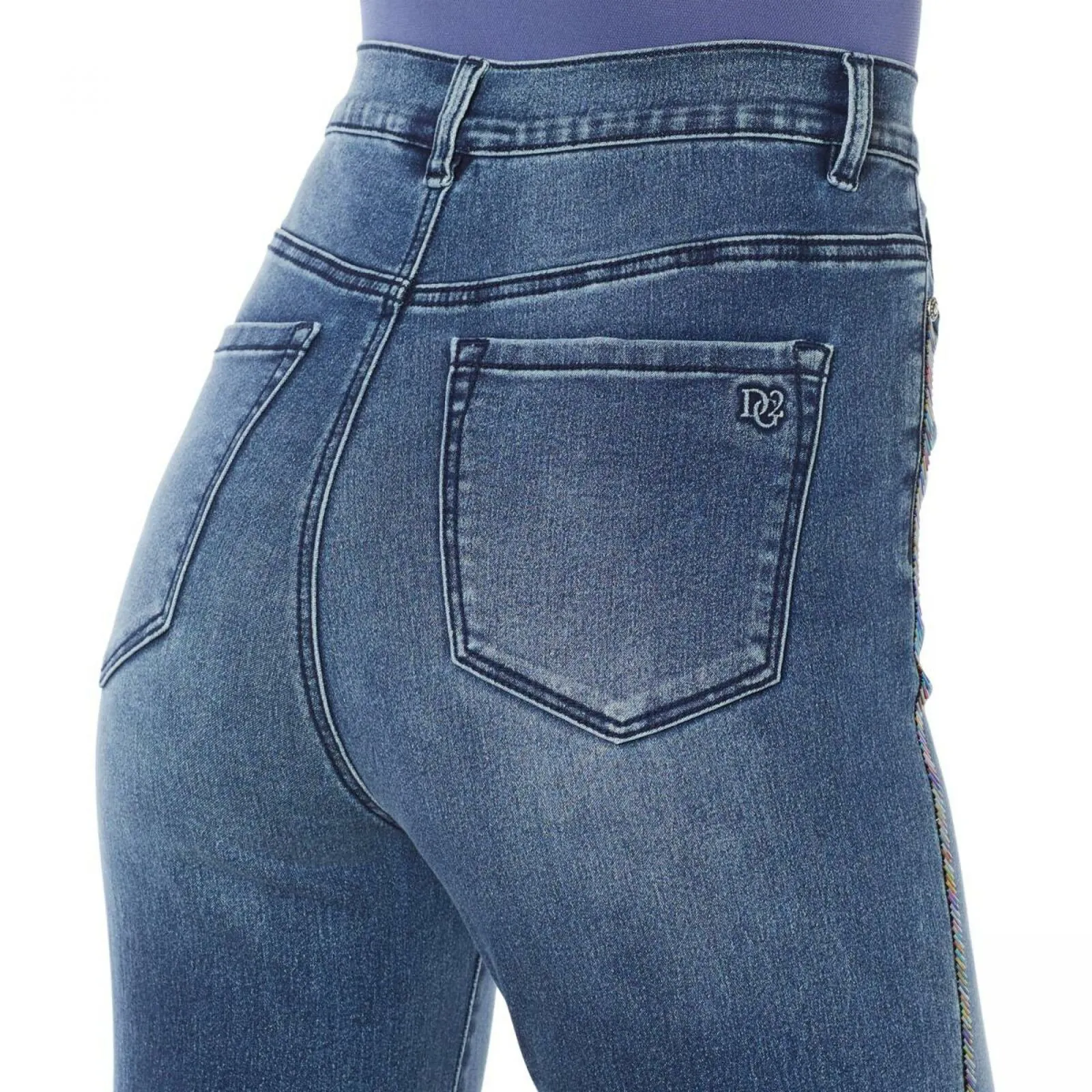 DG2 by Diane Gilman Women's Tall Virtual Stretch Beaded Side Stripe Jeans