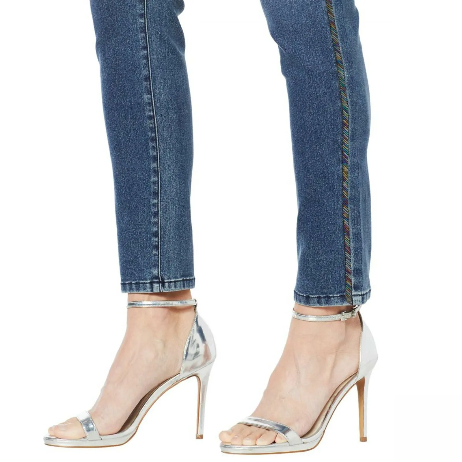 DG2 by Diane Gilman Women's Tall Virtual Stretch Beaded Side Stripe Jeans