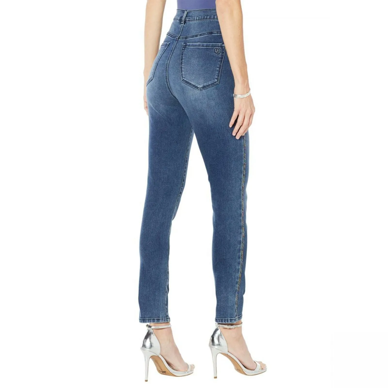 DG2 by Diane Gilman Women's Tall Virtual Stretch Beaded Side Stripe Jeans