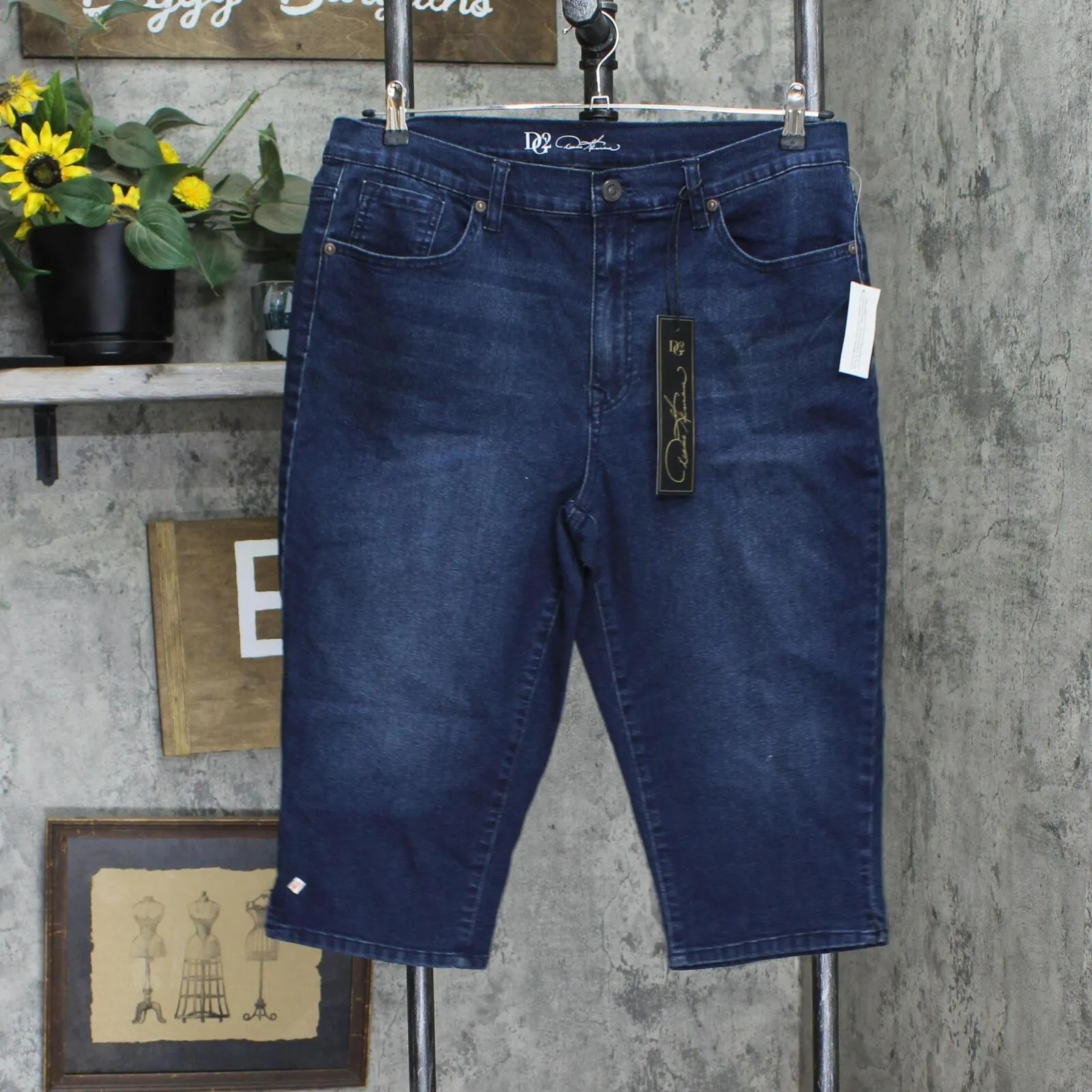 DG2 Womens Capri Straight Leg Jeans 166f33156ae9b1 Dark Blue 16