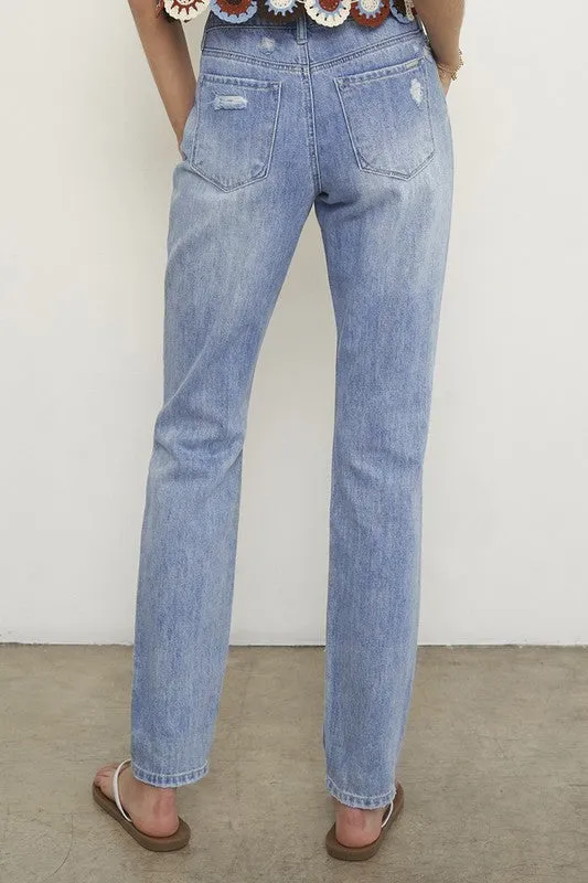 Distressed Straight Jeans