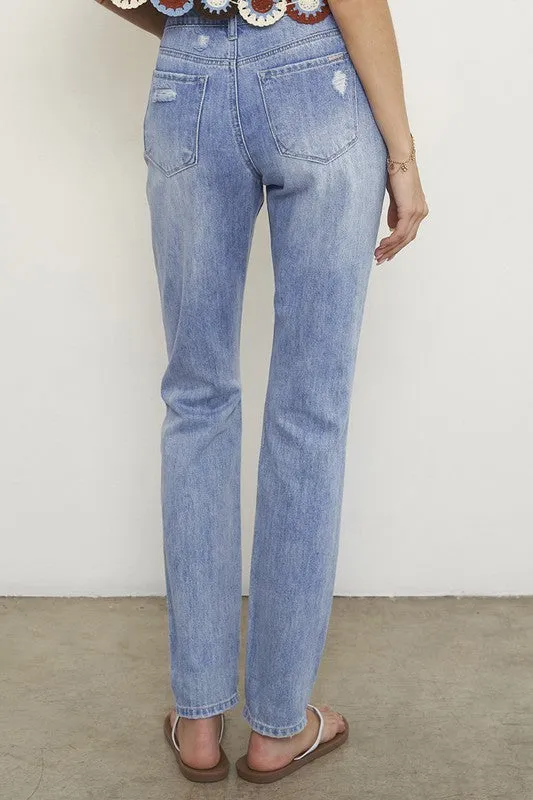 Distressed Straight Jeans
